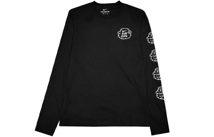 Nike Training Sports Printing Quick-dry Knit Ventilate Long Sleeve Male Black CK9466-010