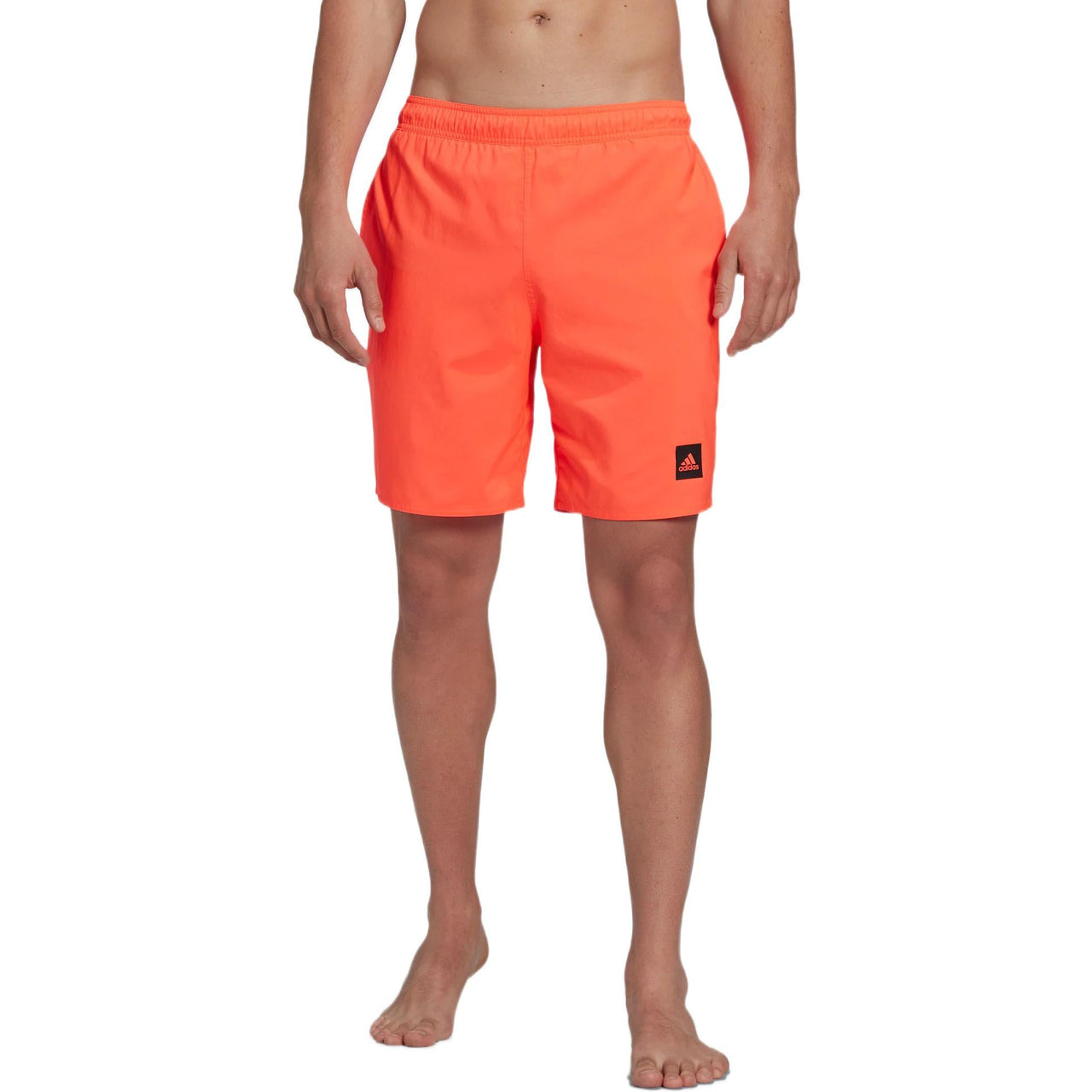 Men's adidas Solid Clx Sh Cl Solid Color Logo Straight Sports Shorts Orange HC8560