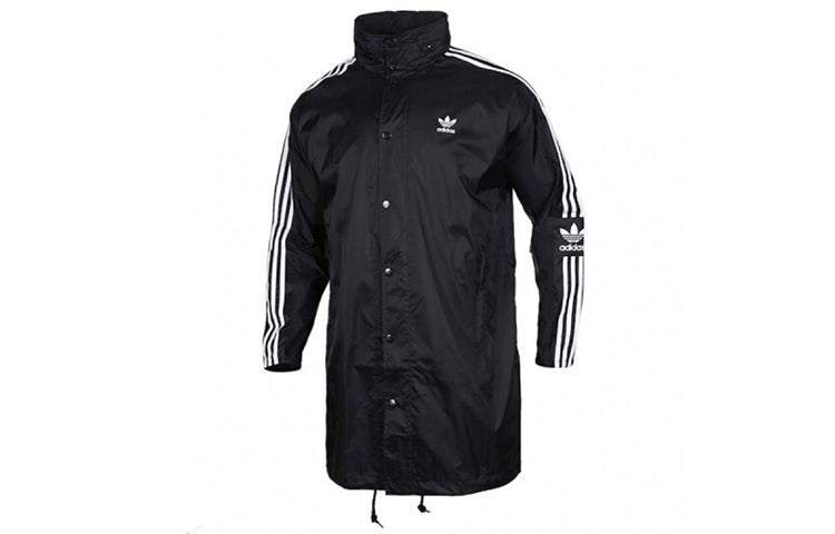 adidas originals Back logo Printed Hooded Casual Windbreaker Men Black FL0011