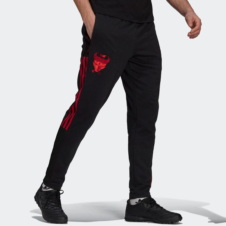 adidas Bayern Munich Black Contrasting Colors Stripe Embroidered Cone Sports Pants Black GK8630