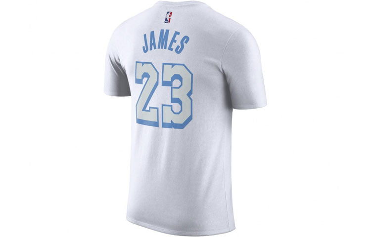 Nike NBA Basketball Sports Printing Short Sleeve Los Angeles Lakers LeBron James No. 23 White CT9428-103