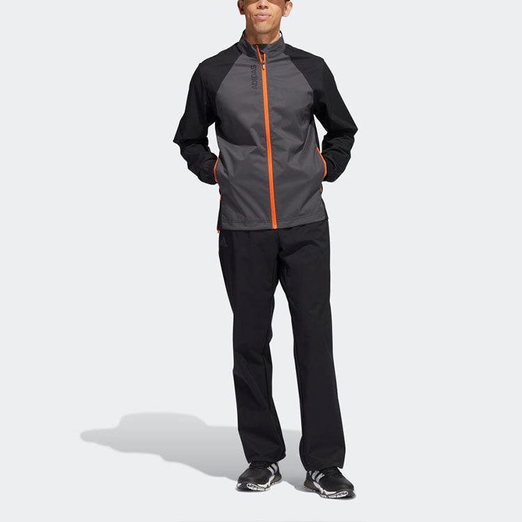 adidas Colorblock Golf Sports Water Repellent Long Sleeves Jacket Gray Black HF9187