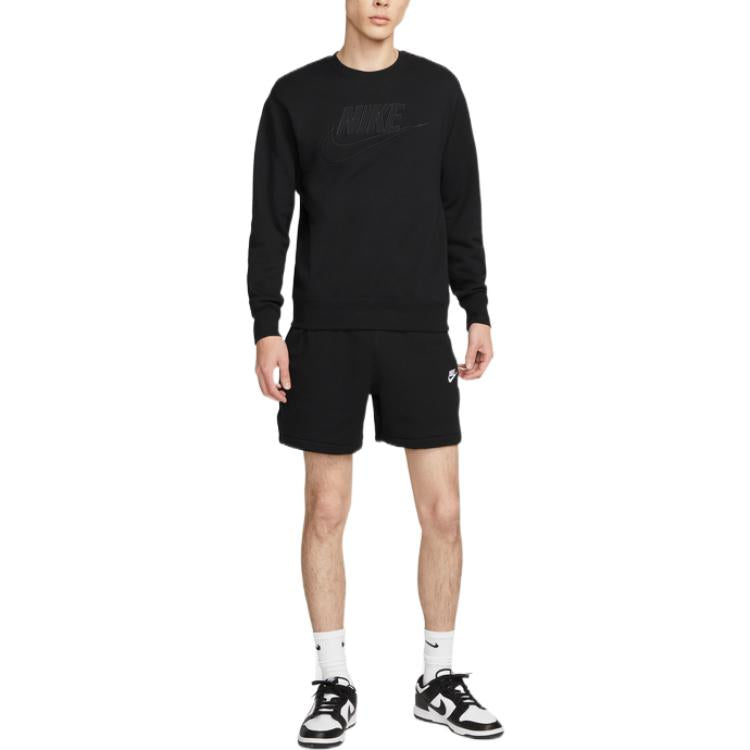 Men's Nike Solid Color Logo Printing Round Neck Long Sleeves Black DQ4584-010