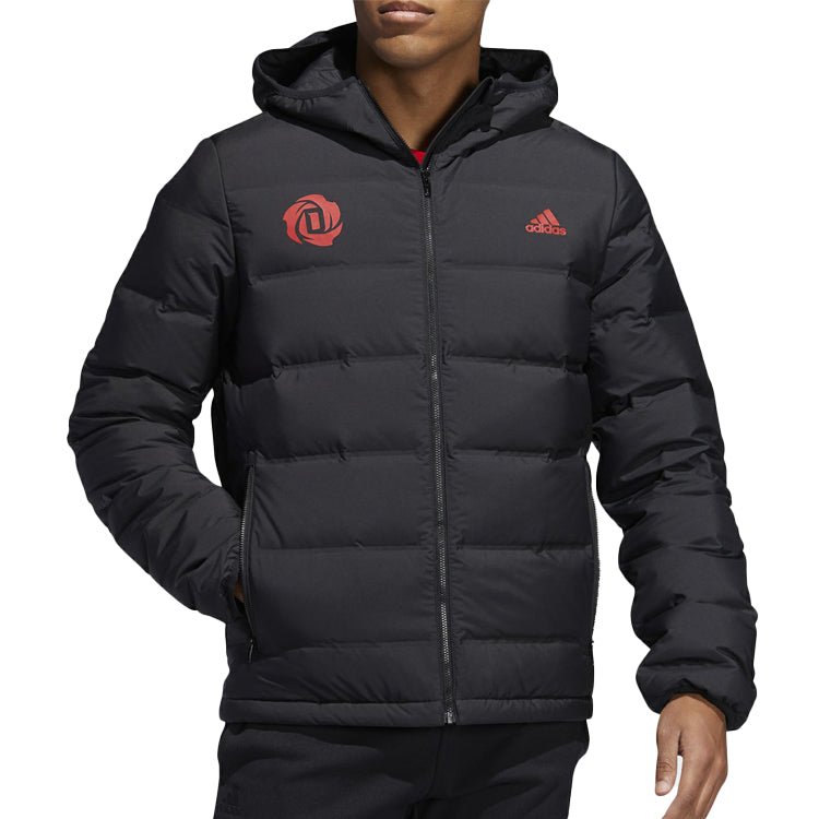 adidas Casual Printing hooded Stay Warm Windproof Sports Down Jacket Black EI9714