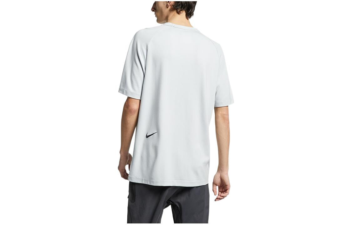 Men's Nike Solid Color Logo Printing Round Neck Short Sleeve White T-Shirt AR1581-043
