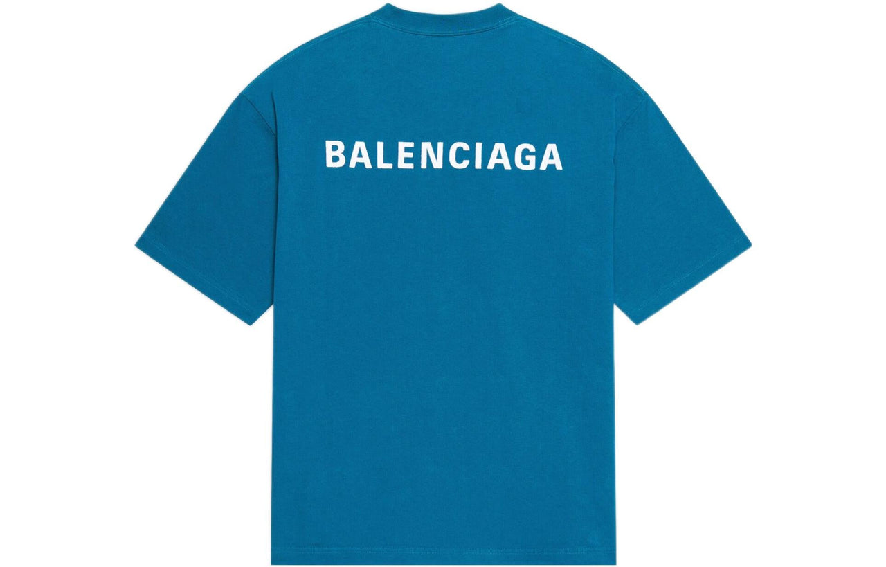 Balenciaga Logo T-Shirt Medium Fit 'Blue' 612966TLVB99567