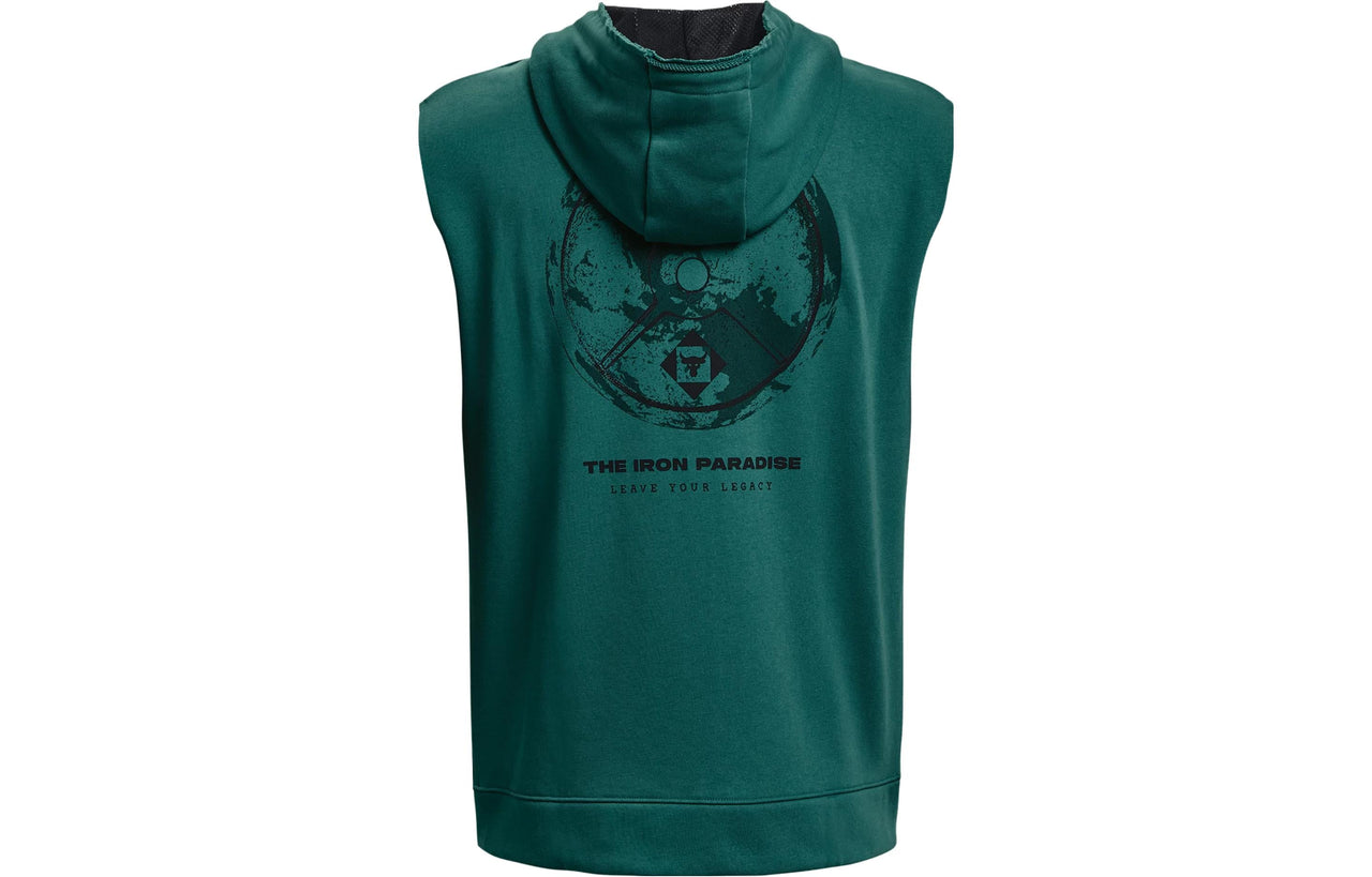 Under Armour Project Rock Heavyweight Terry Sleeveless Full-Zip Hoodie 'Green Teal' 1377434-722