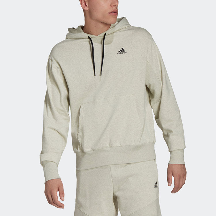 Men's adidas Botandye Solid Color Logo Loose Athleisure Casual Sports Pullover Light Khaki HF4500