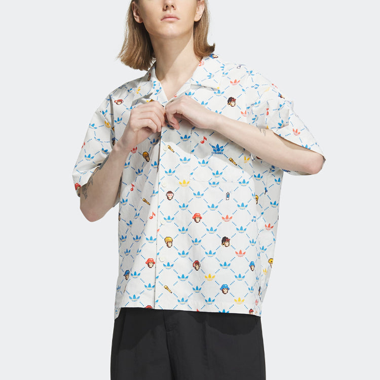 adidas originals x Monkey Kingdom Allover Print Shirt 'White Multicolor' IP1803
