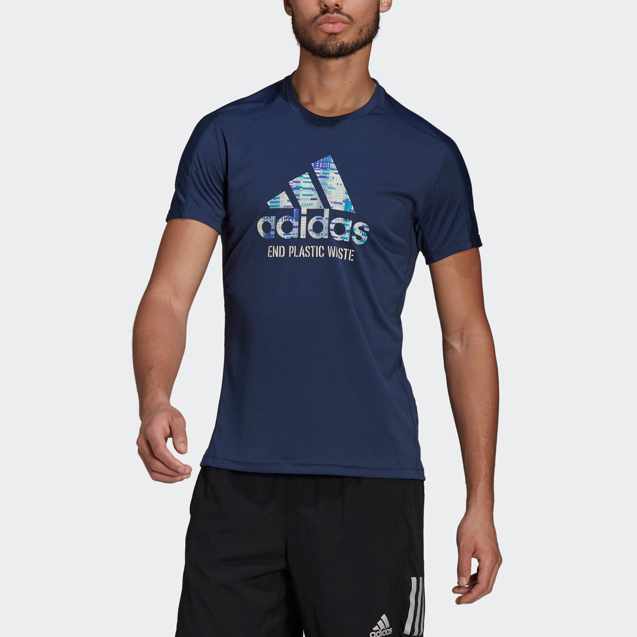 adidas RFO GPX TEE M Running Sports Short Sleeve Navy Blue GJ6457