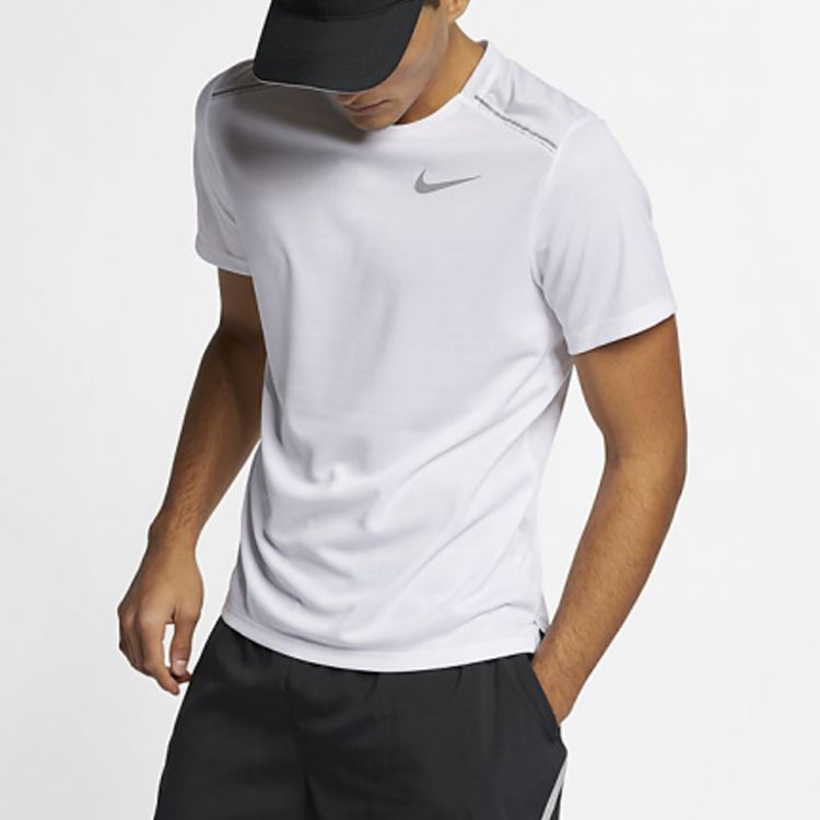 Nike DRI-FIT MILER Running Quick Dry Short Sleeve White AJ7566-100