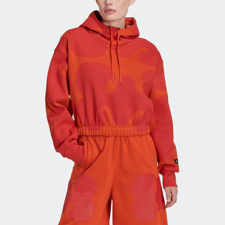 (WMNS) adidas X Marimekko Crop Hoodie 'Orange' HJ7306