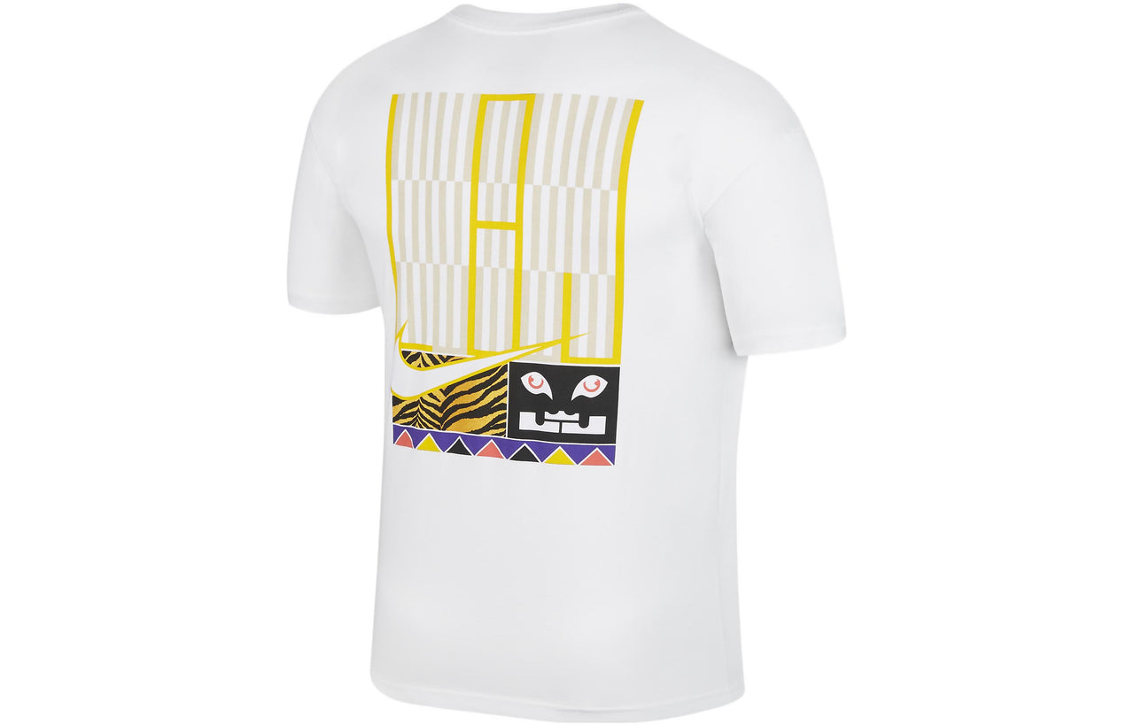 Nike Back Stripe Pattern Printing Basketball Round Neck Casual Short Sleeve White DQ1882-100