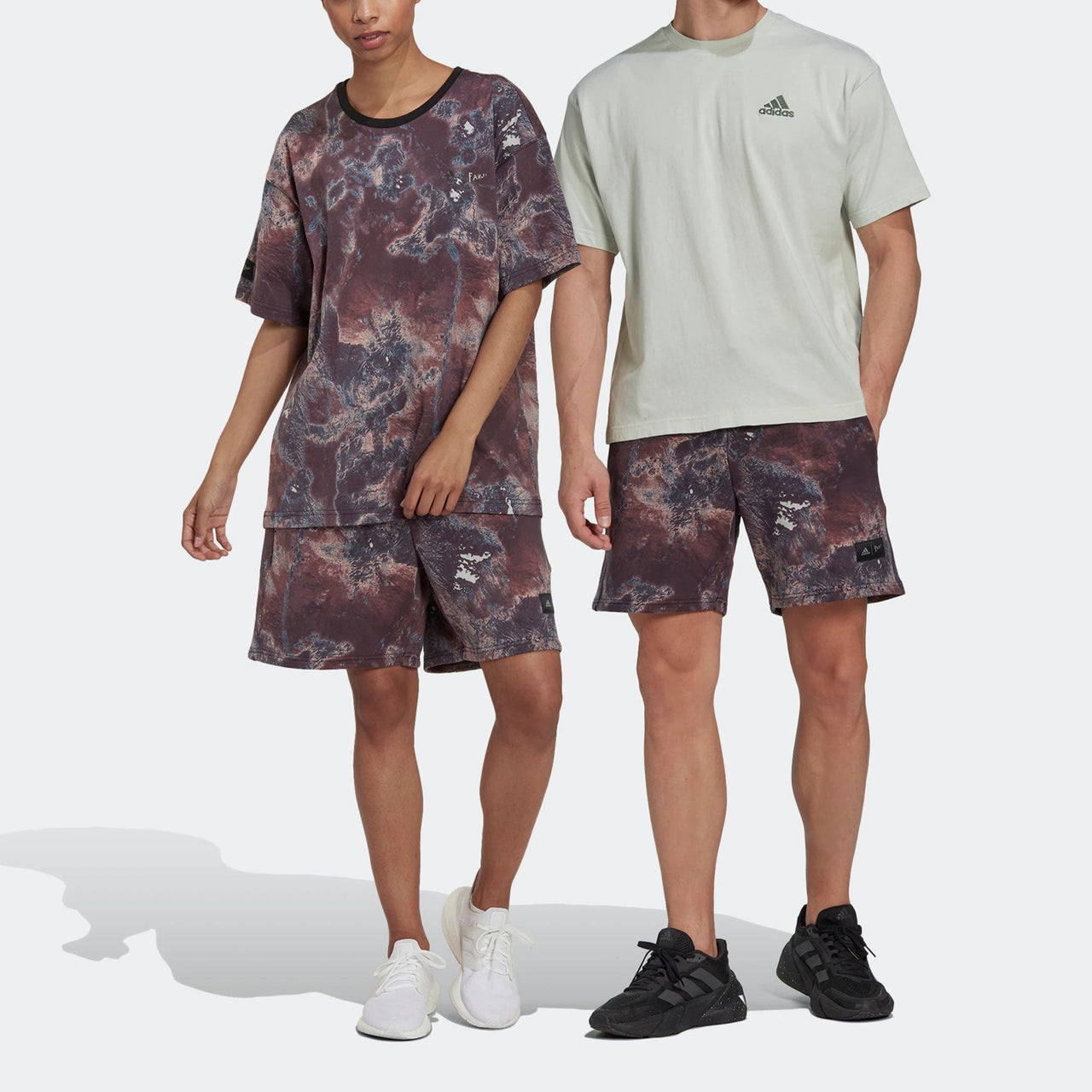 Men's adidas x Parley Crossover Loose Paint Splash Effect Printing Sports Shorts Khaki Brown HK4513