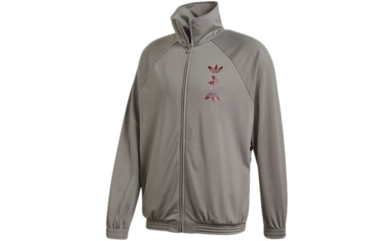 adidas originals Logo Printing Sports Stand Collar Jacket Gray FS7332