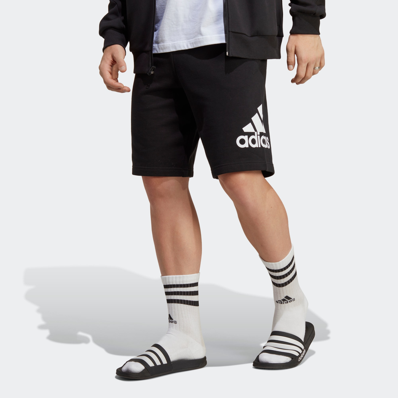 adidas Essentials Big Logo French Terry Shorts 'Black' IC9401