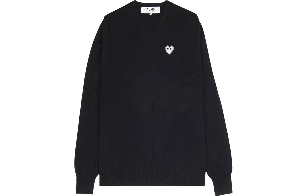 COMME des GARCONS PLAY V-Neck Pullover White Emblem 'Black' AZ-N060-051-1