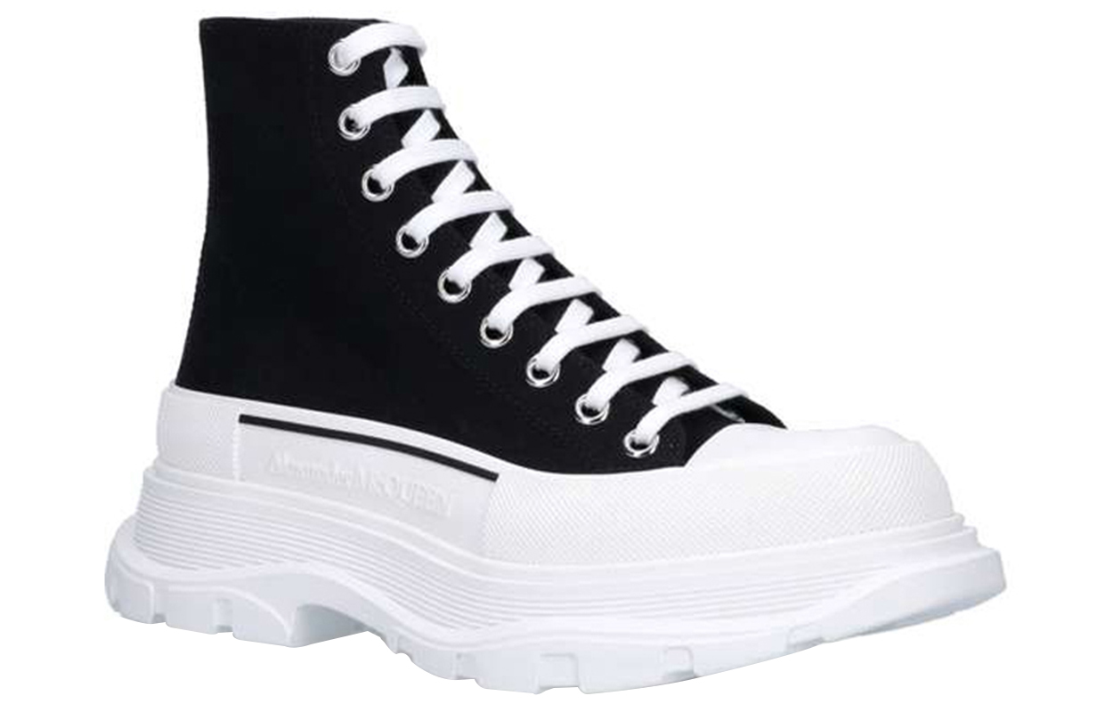 Alexander McQueen Canvas Tread Slick High Top Sneakers 'Black White' 604254W4MV21070