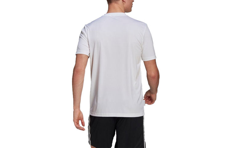 Men's adidas Printing Round Neck Short Sleeve Sports Short Sleeve White T-Shirt GL3262