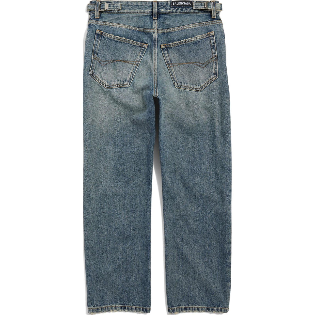 Balenciaga Distressed Straight-Leg Jeans 'Blue' 745149THW254245