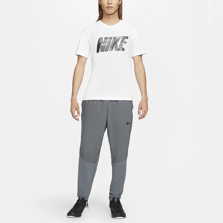 Men's Nike Logo Printing Training Short Sleeve White T-Shirt DM5670-100