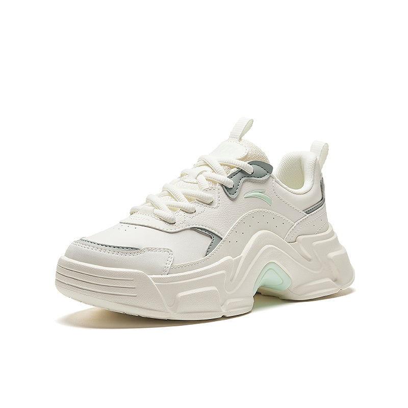 (WMNS) ANTA Platform Leather 'White Green Grey' 922328816-4