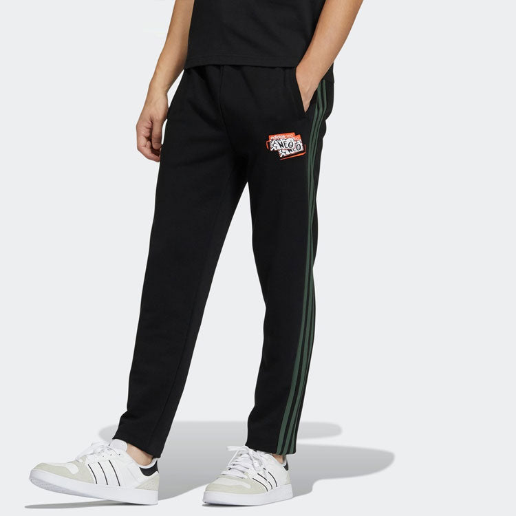 adidas M Ssfv5 Lw Tp Graffiti Printing Stripe Knit Sports Pants Black GP4835