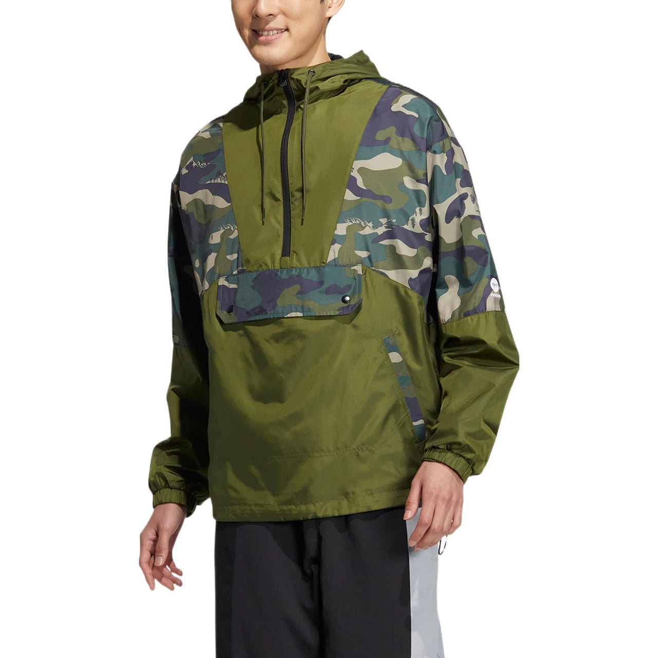 adidas neo U Util Wb 1 Printing Pattern Half Zipper Hooded Jacket Green HN2424