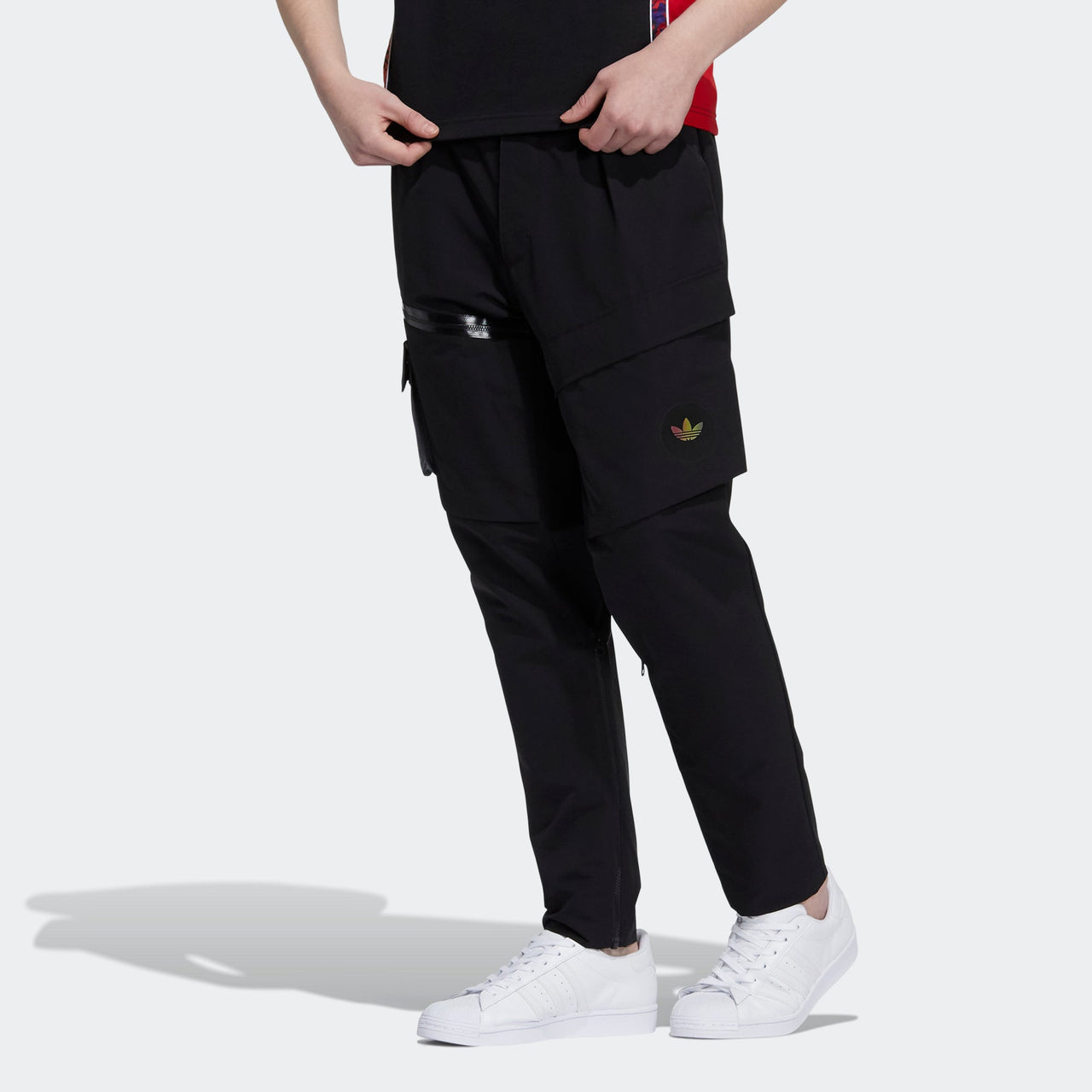 Men's adidas originals Prem Wvn Pnt Logo Multiple Pockets Sports Pants/Trousers/Joggers Black H58053