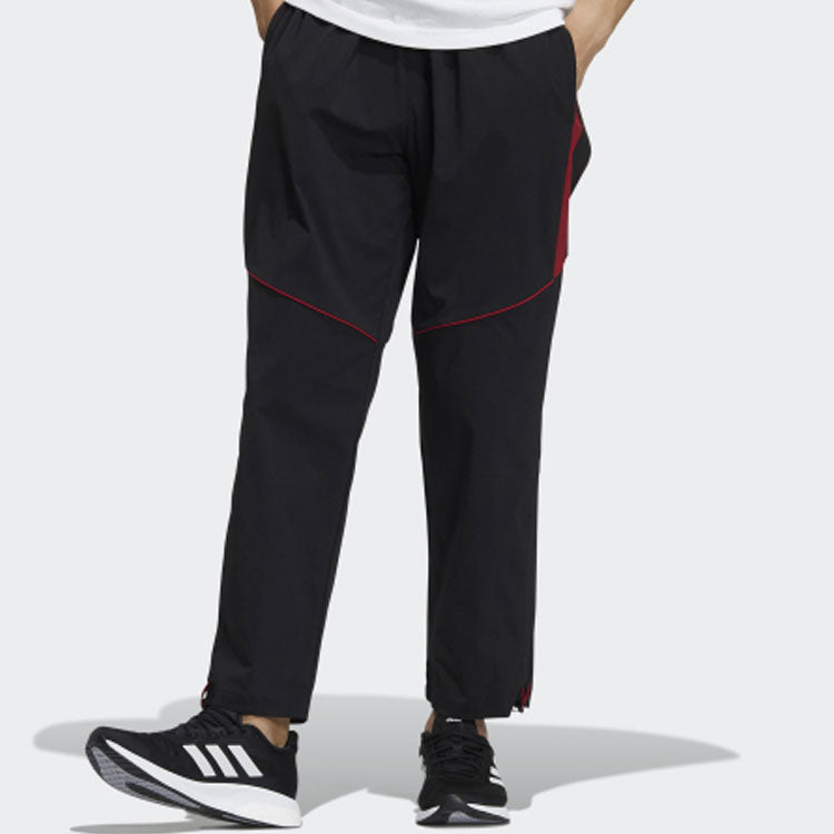 Men's adidas Side Contrasting Colors Lacing Sports Pants/Trousers/Joggers Black H39233