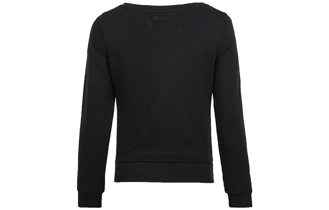 (WMNS) New Balance Logo Sweatshirt 'Black White' AWT71616-BK