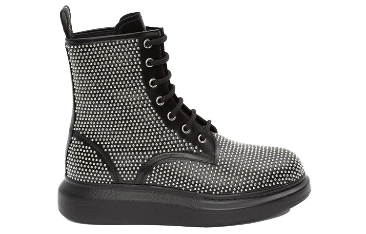 (WMNS) Alexander McQueen Hybrid Lace Up Boot 'Black Silver' 611701WHXHE1081