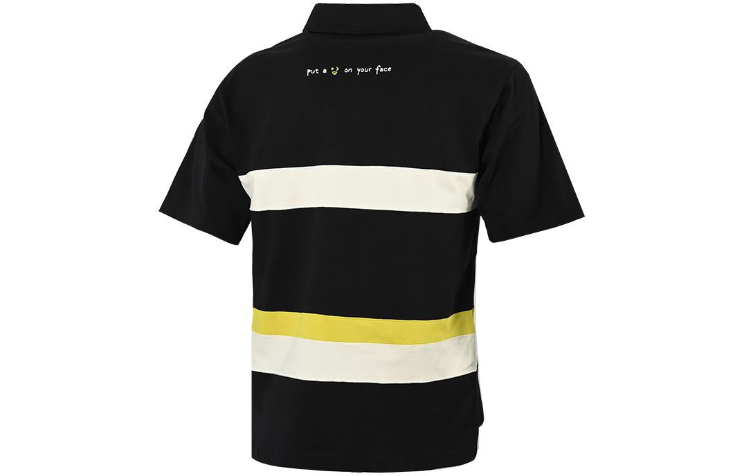 Converse Colorblock Logo Polo Shirt 'Black White' 10024880-A02