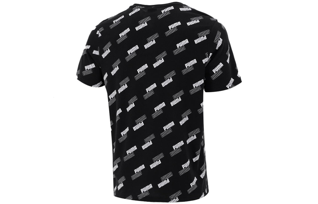 PUMA Full Print Logo Round Neck Breathable Round Neck Short Sleeve Black 846430-01