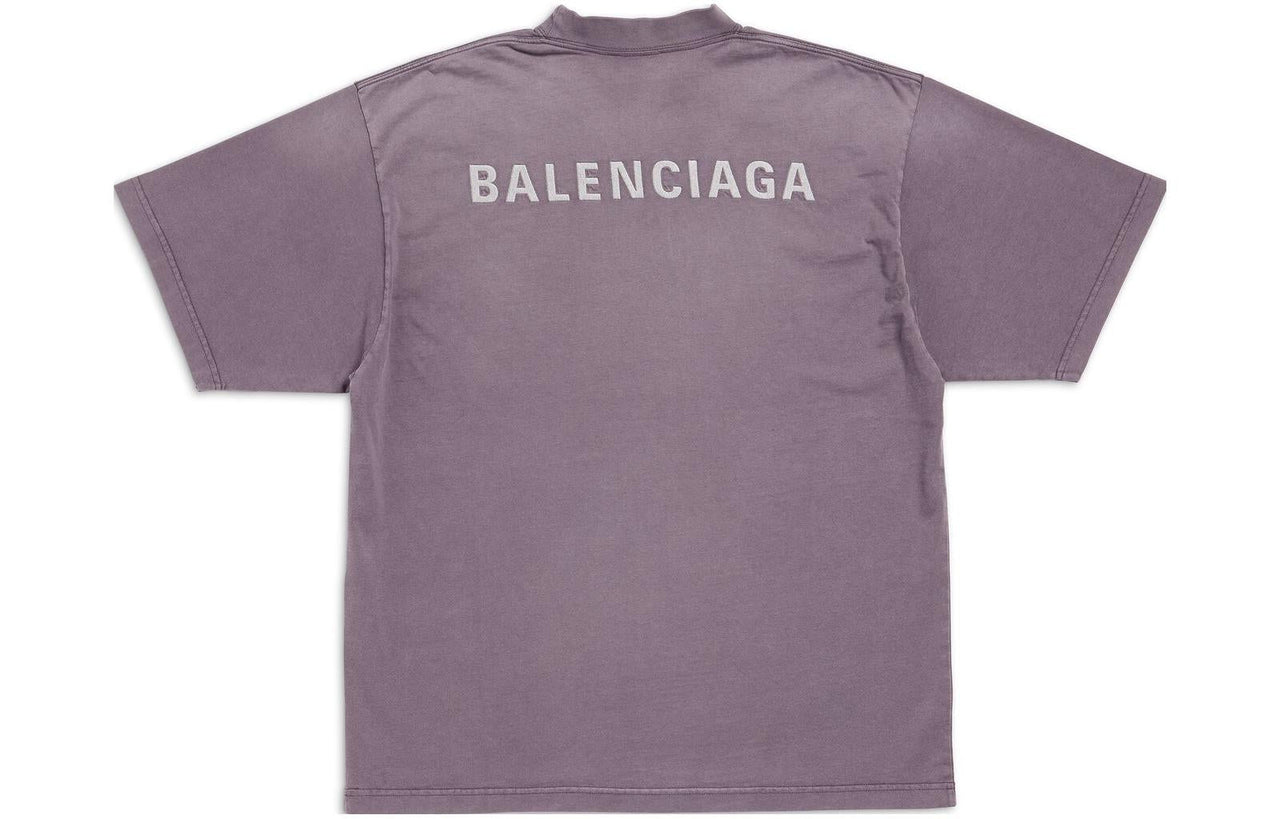 Balenciaga Back T-shirt Medium Fit 'Purple Grey' 764235TPVK15500