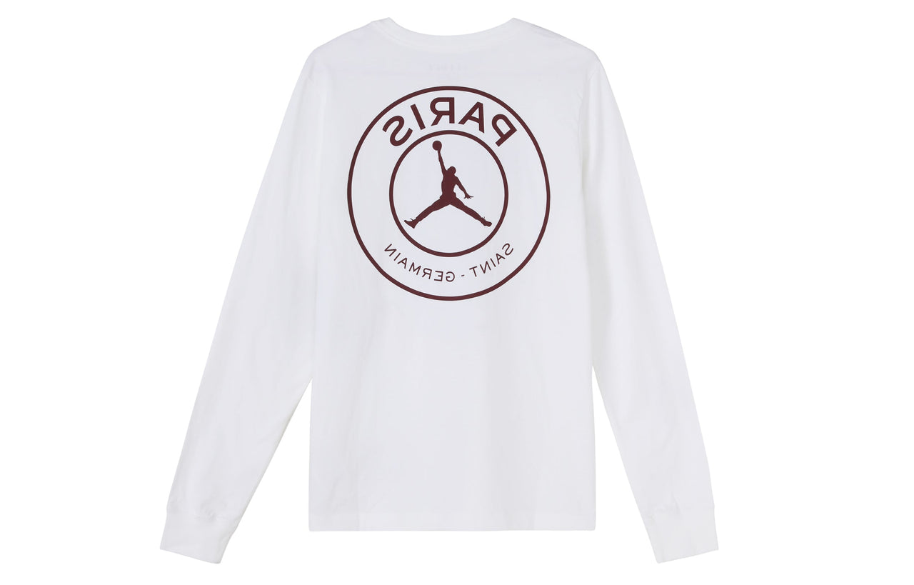 Air Jordan Paris Saint-Germain Printing Logo Long Sleeves White CK9782-100