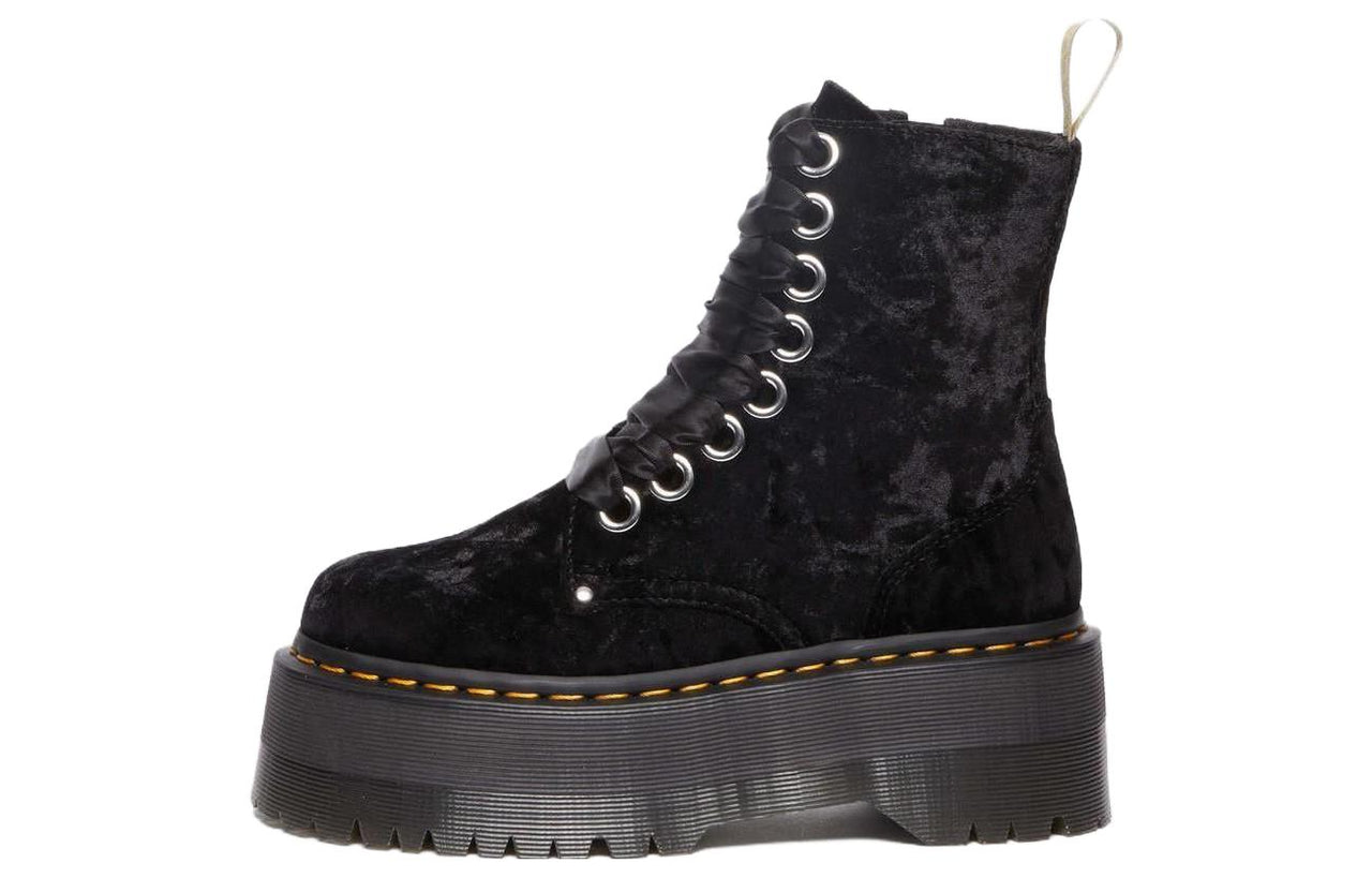(WMNS) Dr.Martens Vegan Jadon Boot Max Crushed Velvet Platforms 'Black' 31030001