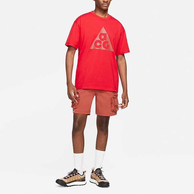 Men's Nike Triangle Logo Printing Sports Round Neck Short Sleeve Red T-Shirt DJ3644-657