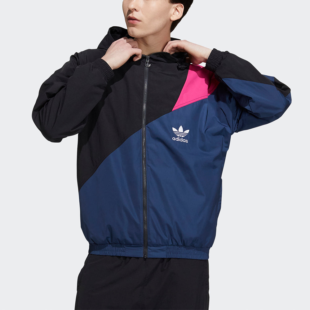 adidas originals Ts Wb Logo Printing Colorblock hooded track Jacket Black H46704