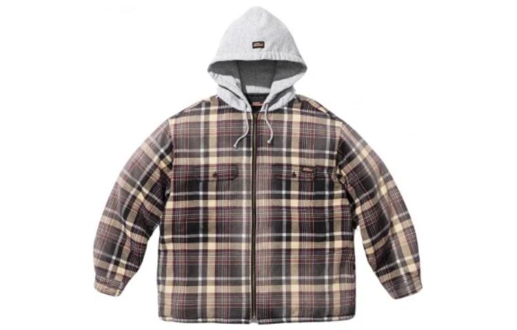 Supreme x Dickies FW23 Week9 Plaid Hooded Zip Up Shirt 'Brown' SUP-FW23-159