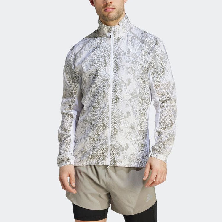 adidas Allover Print Marathon Jacket 'White Aluminium' IC7597