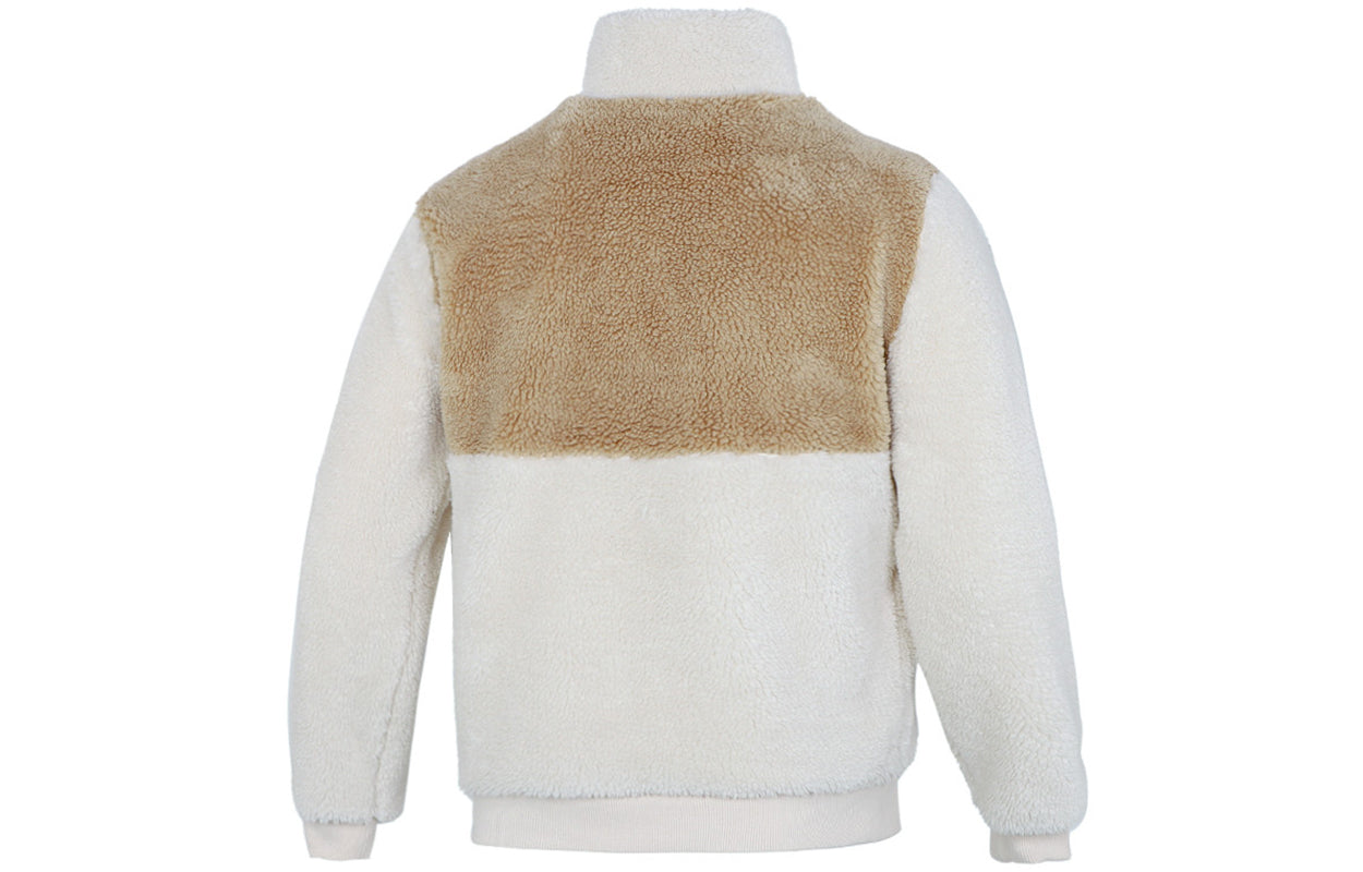 PUMA Colorblock lamb's wool Stay Warm Sports Stand Collar Logo Jacket White 848954-93