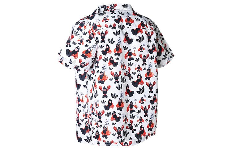adidas originals Dragon Printing Casual Sports Short Sleeve Shirt White HA4702