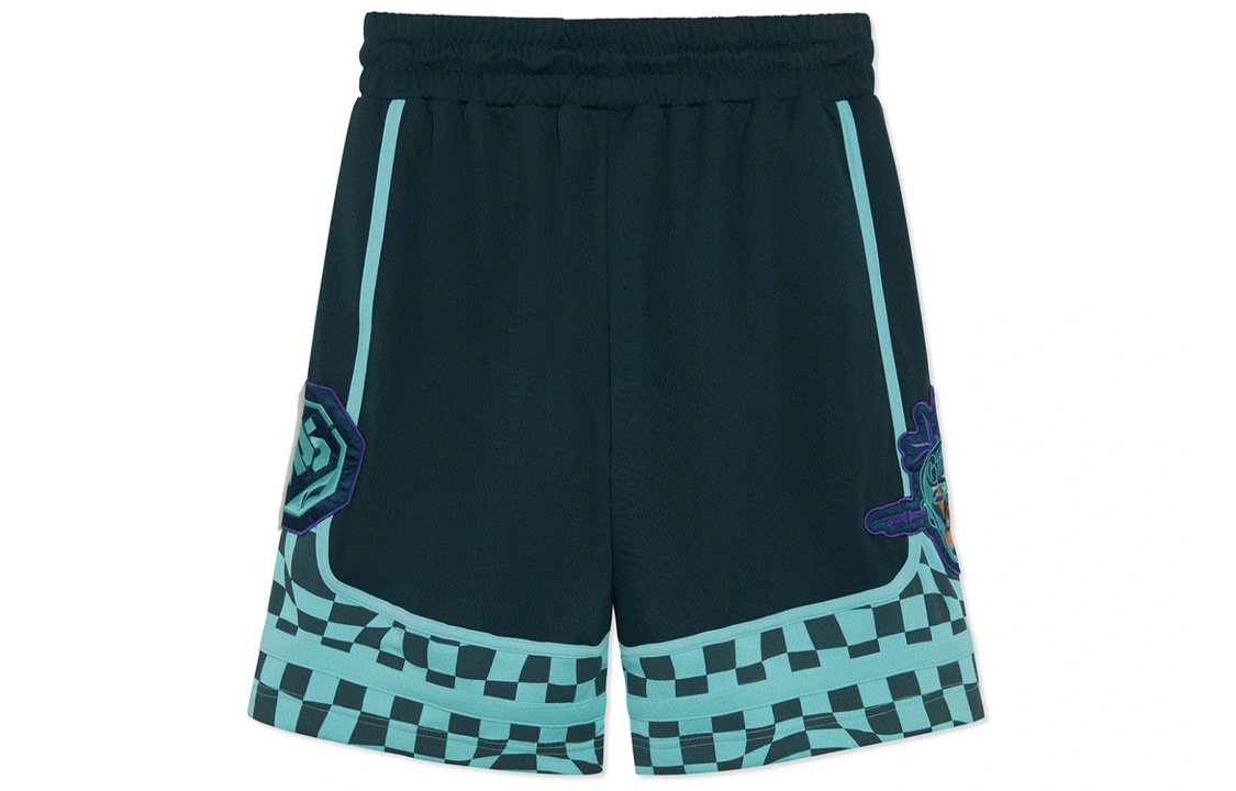 Li-Ning BadFive Checkerboard Basketball Competition Shorts 'Dark Blue Mint' AAPR589-2