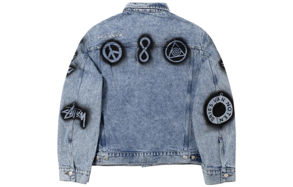 Stussy x Dries Van Noten Hand-Stencilled Denim Jacket 'Washed Blue' 315294