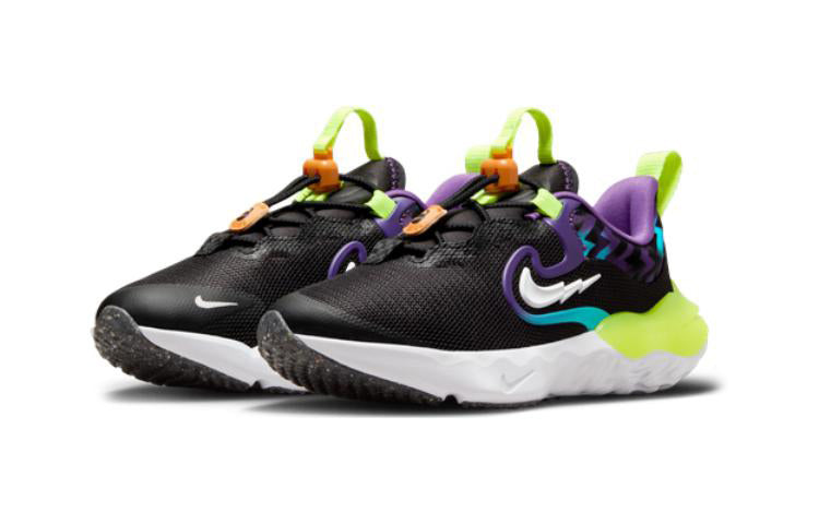 (PS) Nike Run Flow Easy On/Off Shoes 'Black Teal Nebula Volt' DZ4489-001