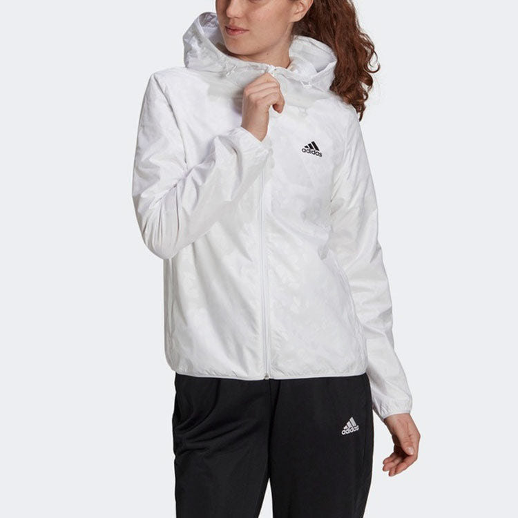 (WMNS) adidas Logo Solid Color Woven Zipper Hooded Jacket Autumn White GQ0615