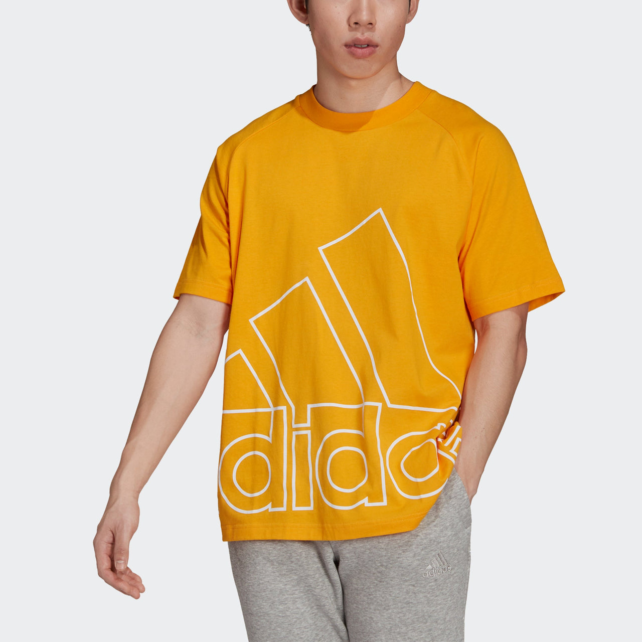 adidas Unisex U Big Logo Printing Round-Neck Orange H60665