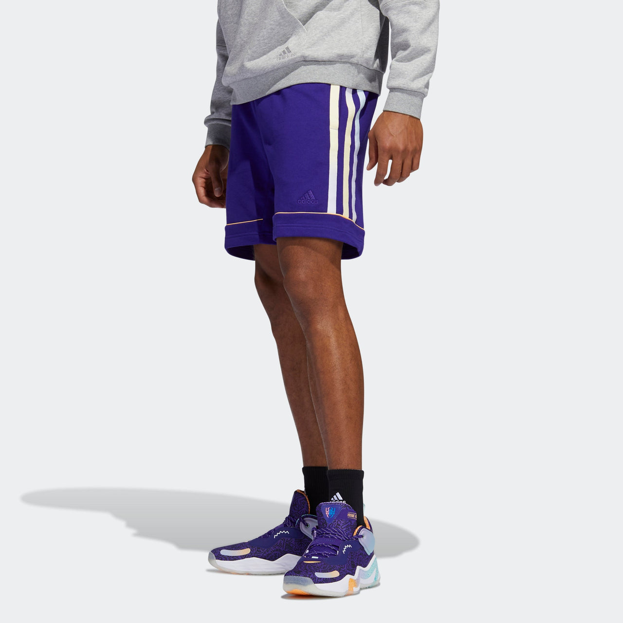 adidas Dm Short Stripe Basketball Sports Shorts Blue Purple HB6765