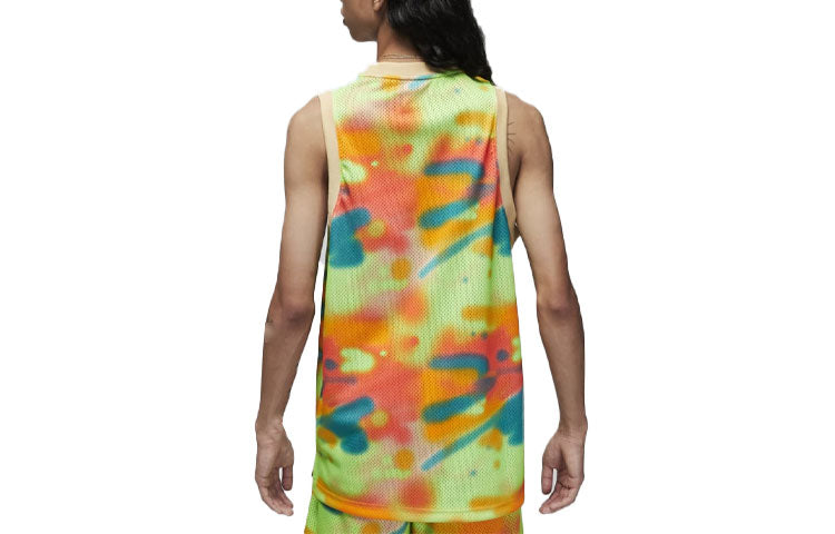 Air Jordan Casual Contrasting Colors Alphabet Printing Mesh Round Neck Sports Vest Multicolor DQ8029-252